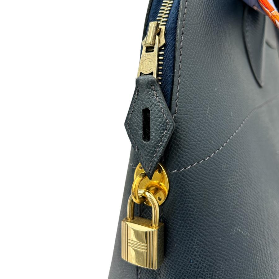 【Hermes】エルメス ボリード35 ヴォーエプソン B刻印 ハンドバッグ かばん レディース ネイビー系 【中古】