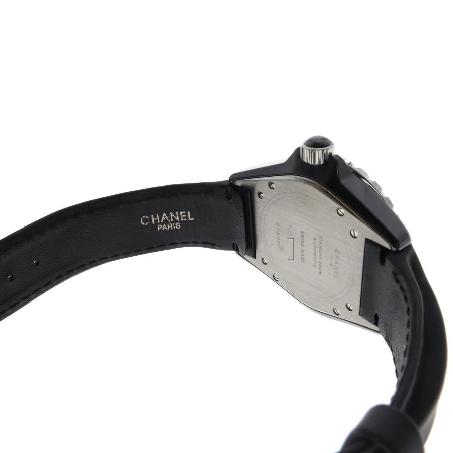 CHANEL シャネル H0683 J12 オートマティック ステンレス セラミック レザー 黒文字盤 メンズ 腕時計 【中古】